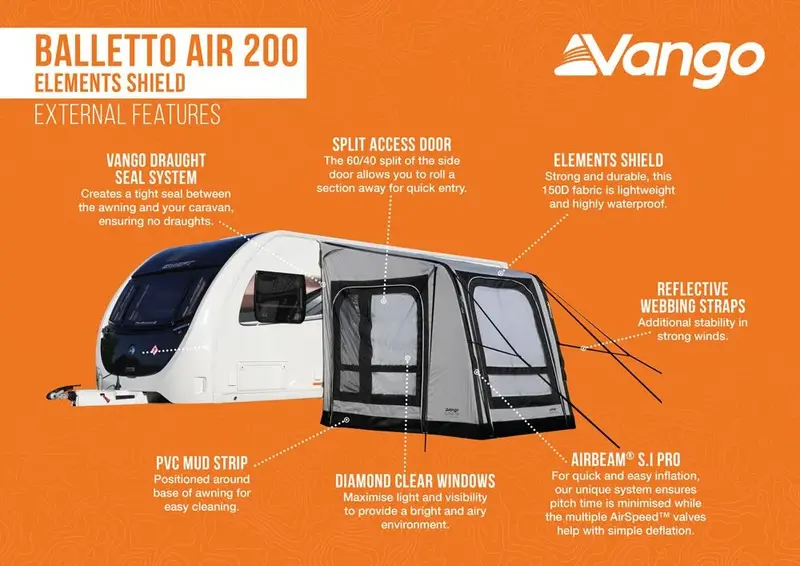 Vango Balletto AIR 200 Elements Shield Caravan Porch Awning