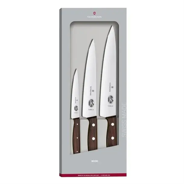Victorinox Wood 3-Piece Chef's Knife Set