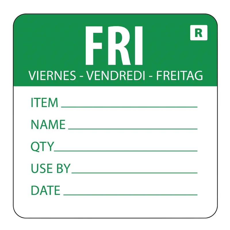 Vogue Removable Day of the Week Label Friday (Pack of 500)