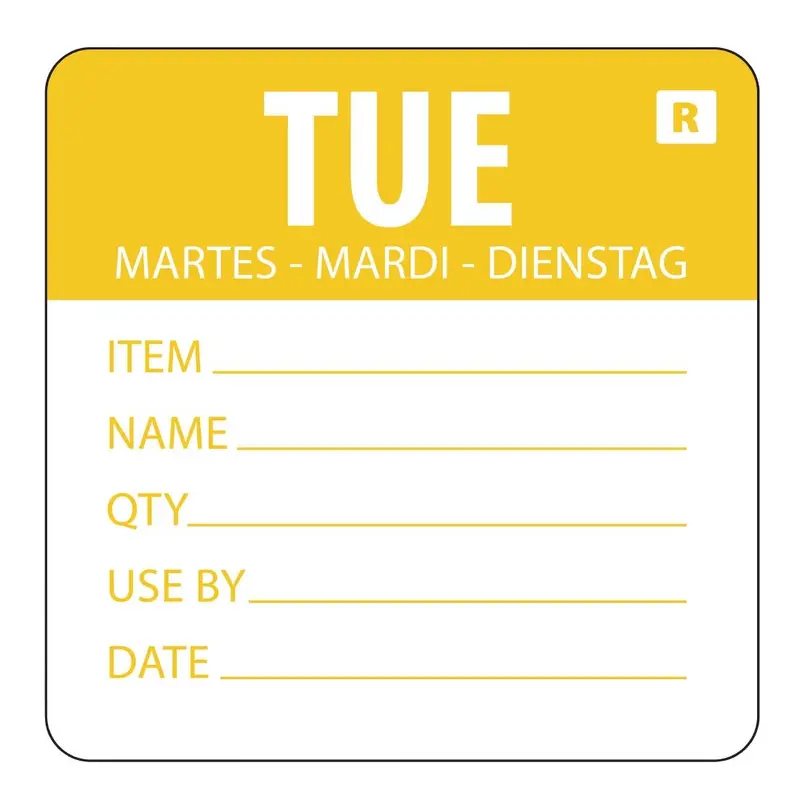 Vogue Removable Day of the Week Label Tuesday (Pack of 500)