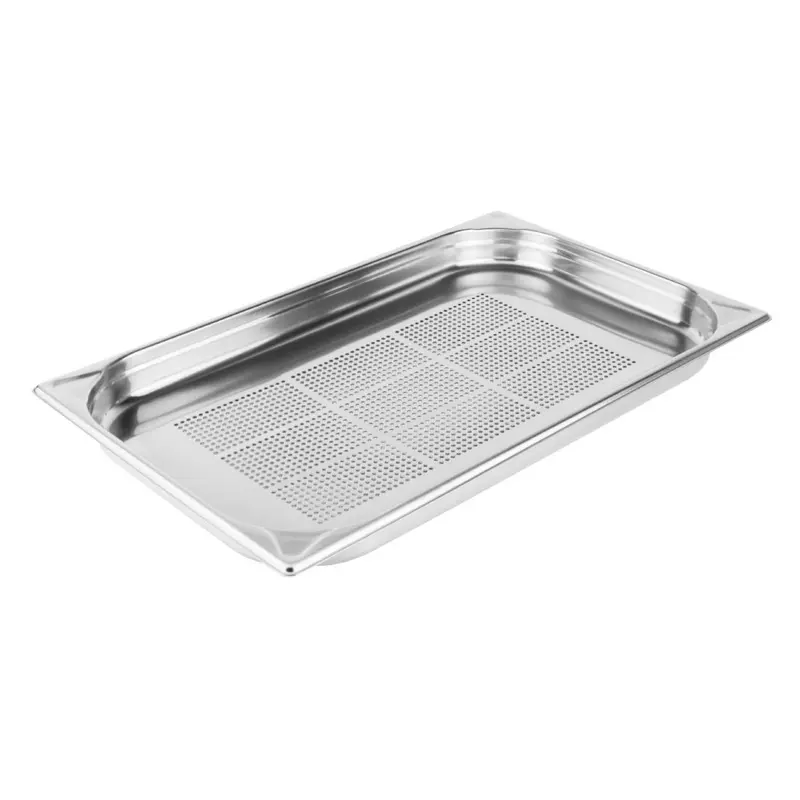 Vogue Stainless Steel Heavy Duty Perforated 1/1 Gastronorm Tray 40mm