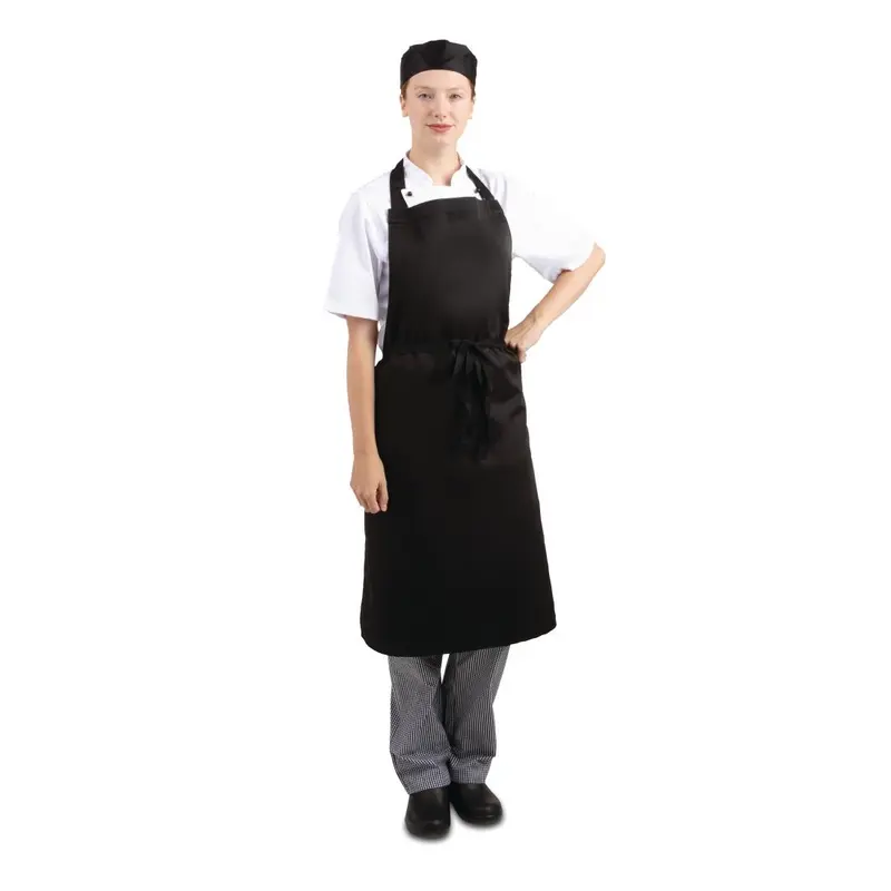 Whites Bib Apron Polycotton Black (Pack of 5)