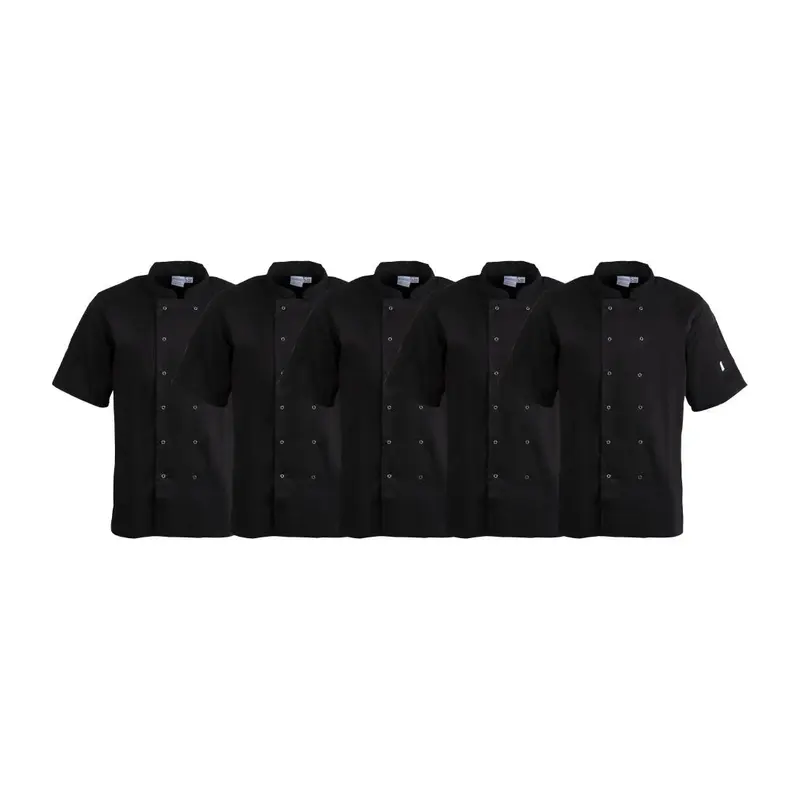 Whites Vegas Unisex Chef Jackets Black L (5 Pack)