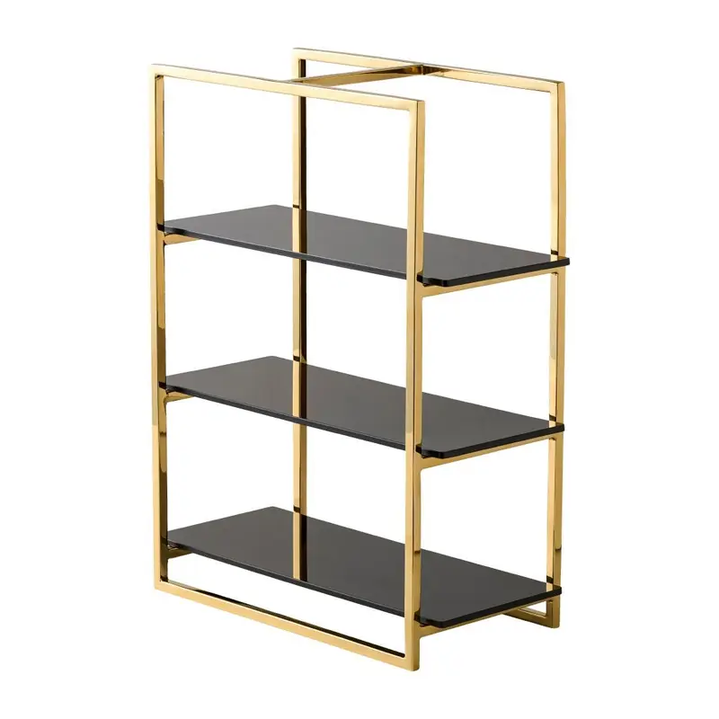 WNK Cake Stand 3-Tier Mirror Gold & Black Inserts
